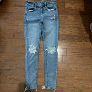 American Eagle Outfitters Ripped Light Blue Skinny Jeans
